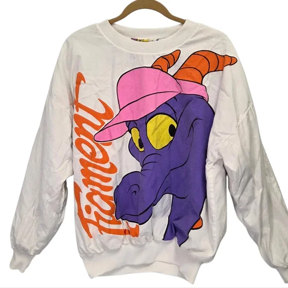 Disney Epcot Vintage 80s Puffy Figment Reversible Sweatshirt Size L/XL - Picture 1 of 7